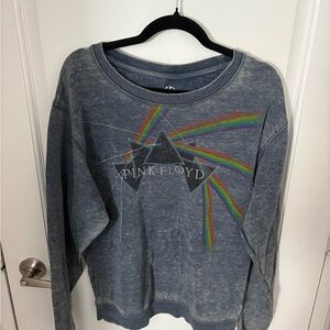 Pink Floyd Blue Acid Wash Sweatshirt with Rainbow Accents